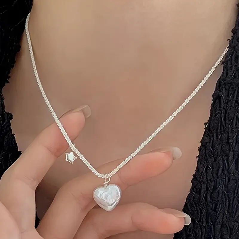 925 Sterling Silver Heart Shaped Beaded Pendant Necklace  A Timeless Symbol of Love and Grace