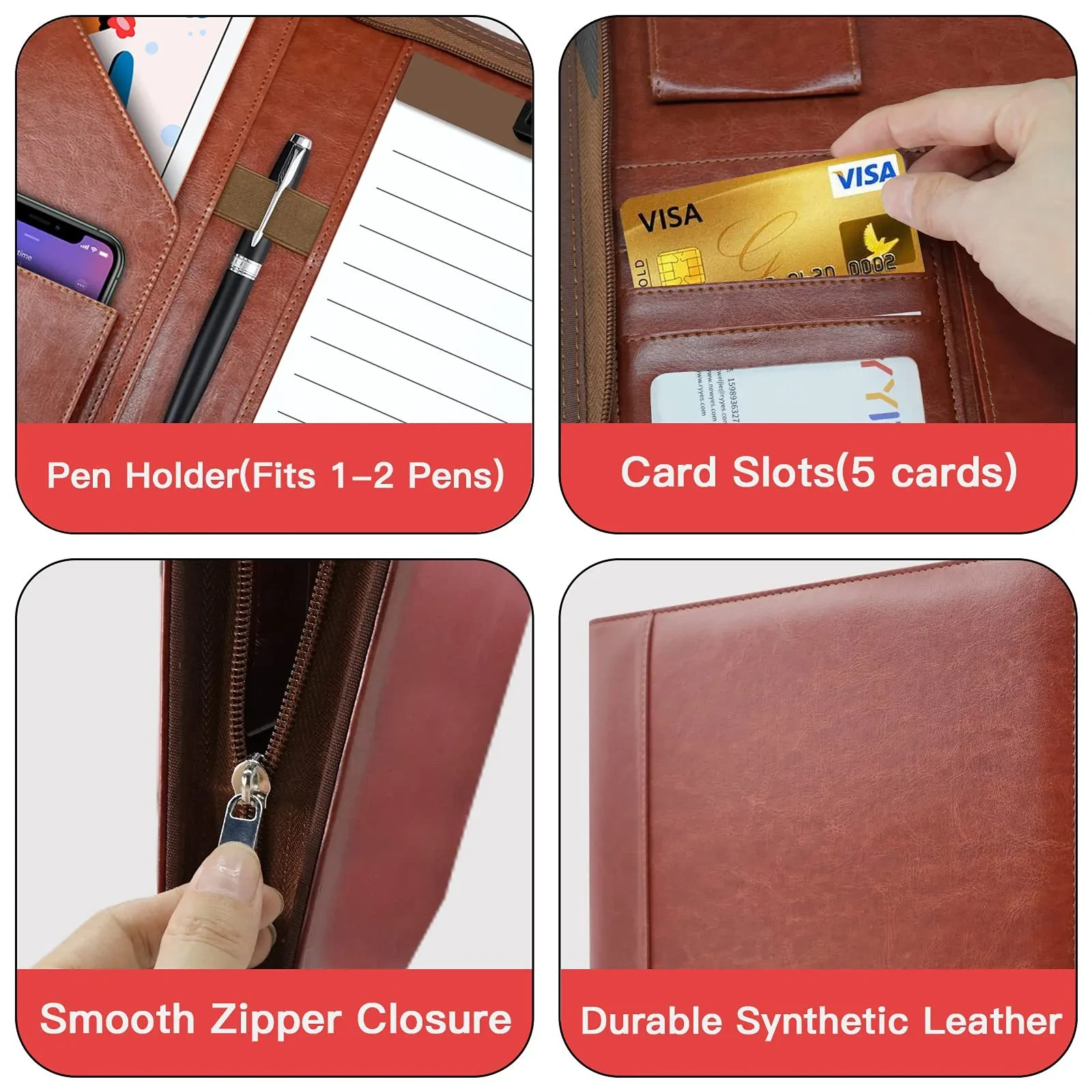 Leather zip folder a4