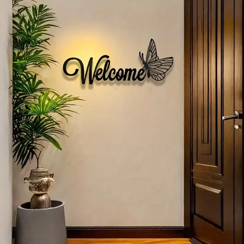 Butterfly Welcome Decor Sign Plaque
