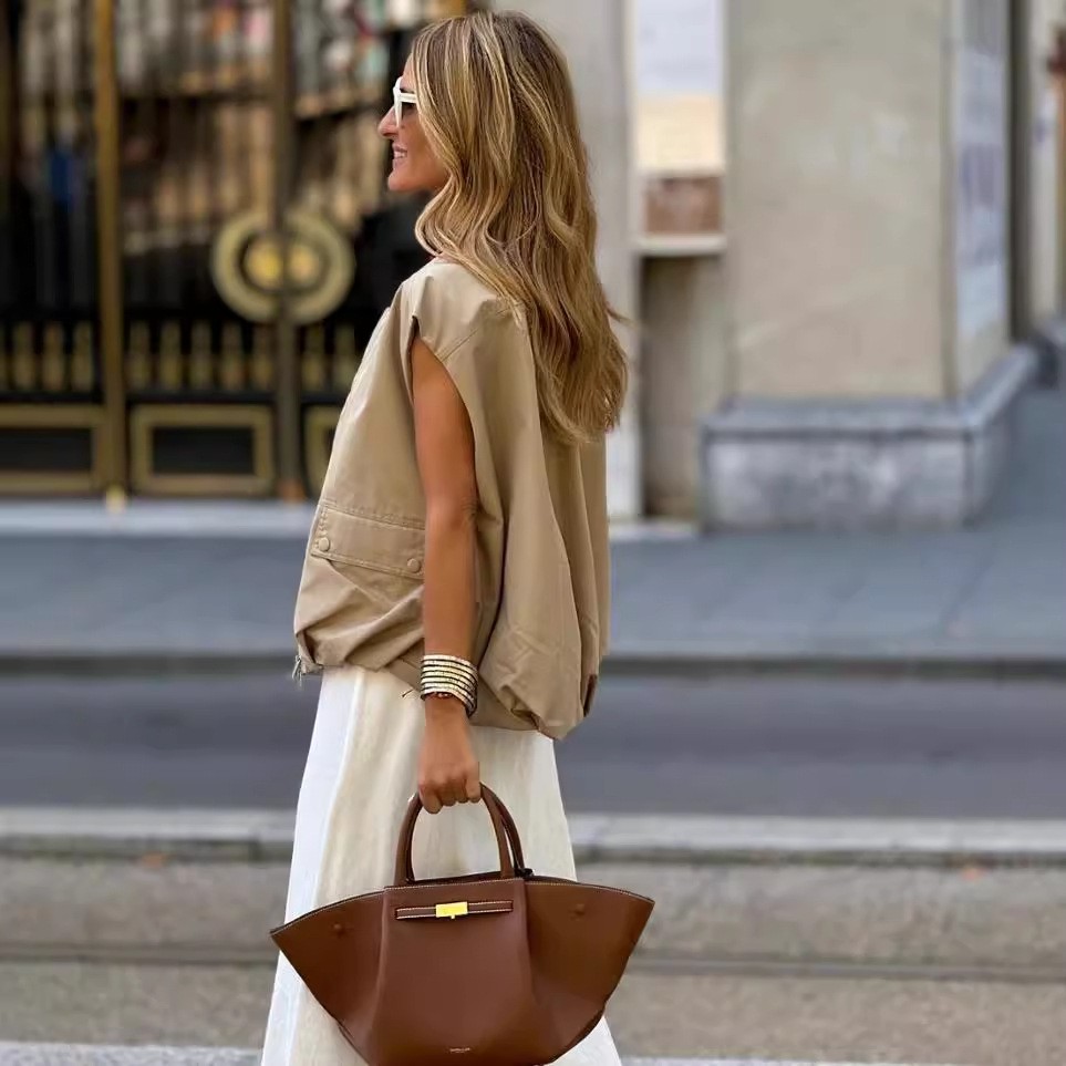 Loose Pleated Sleeveless Vest Waistcoat Top