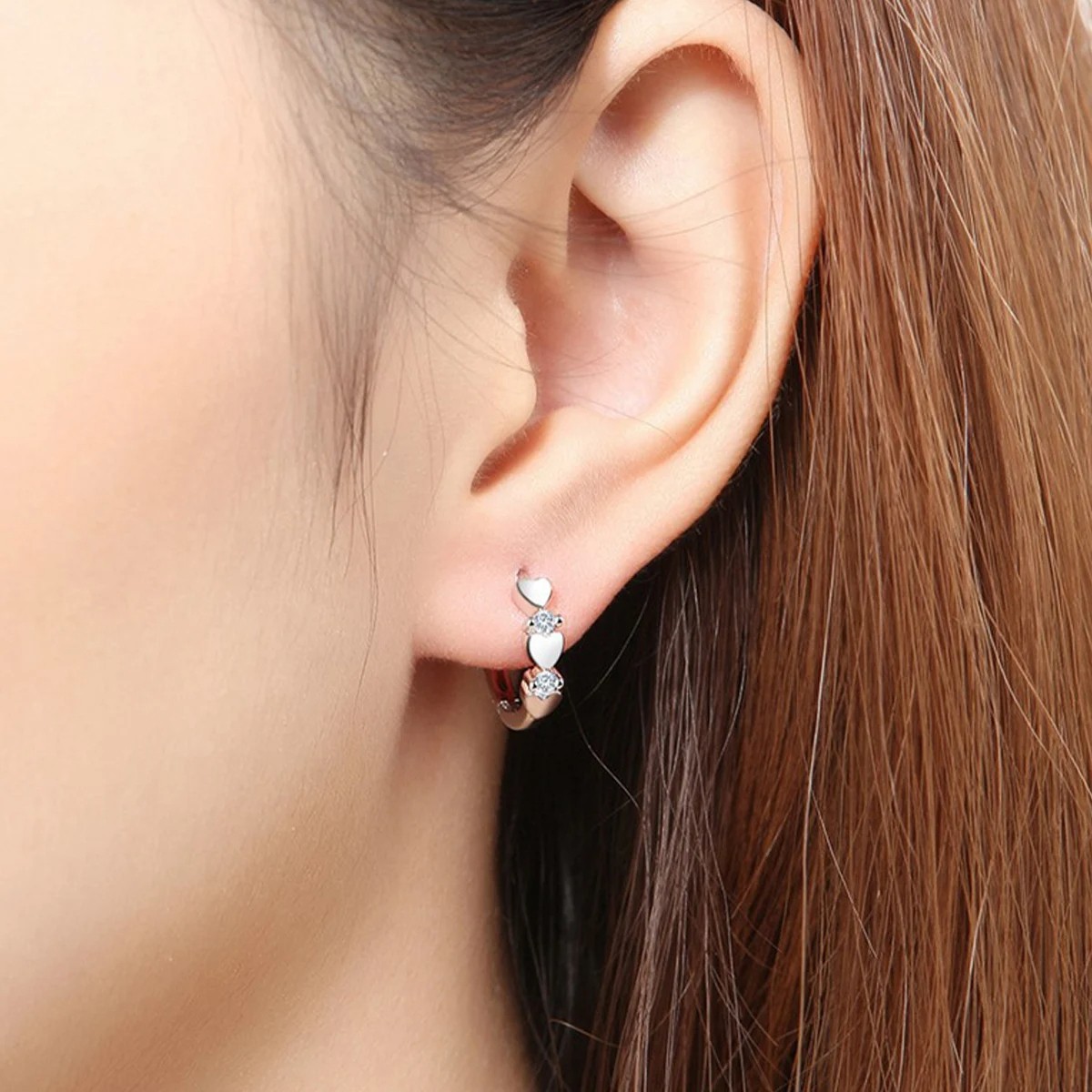 Cute Heart Small Hoop Earrings for Women