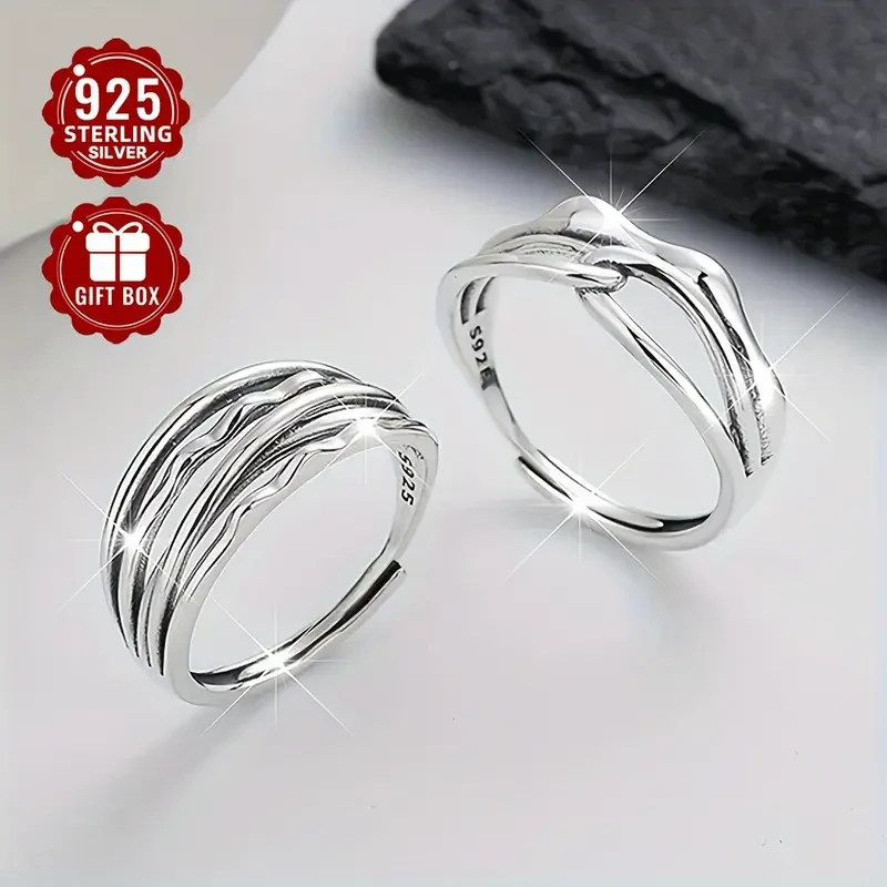 1pc 925 Sterling Silver Multi-Layer Adjustable Ring  Elegant & Versatile for All Occasions