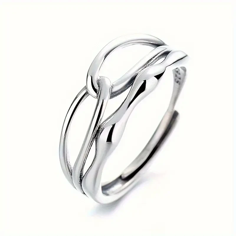 1pc 925 Sterling Silver Multi-Layer Adjustable Ring  Elegant & Versatile for All Occasions