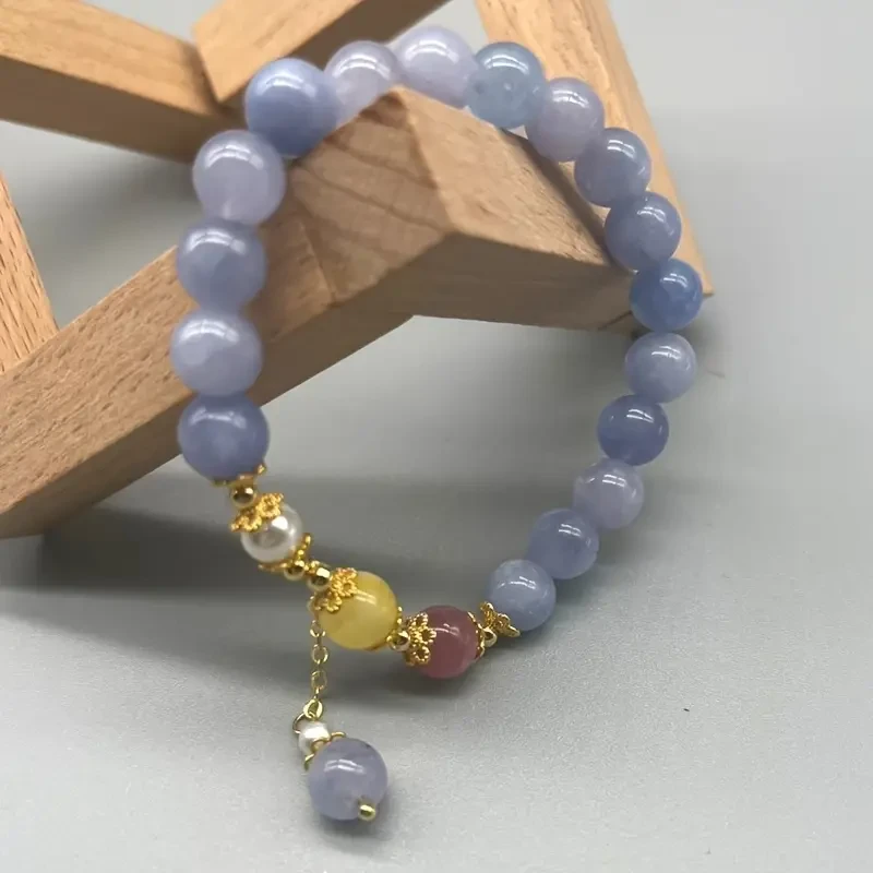 Natural Aquamarine & Beads Bracelet with Golden-Tone Accents  Bohemian Elegance for Every Occasion