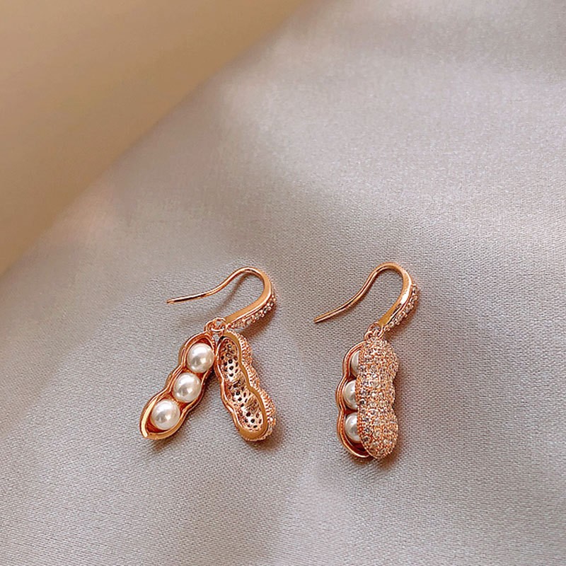 Women's Diamond Peanut Pearl Earrings