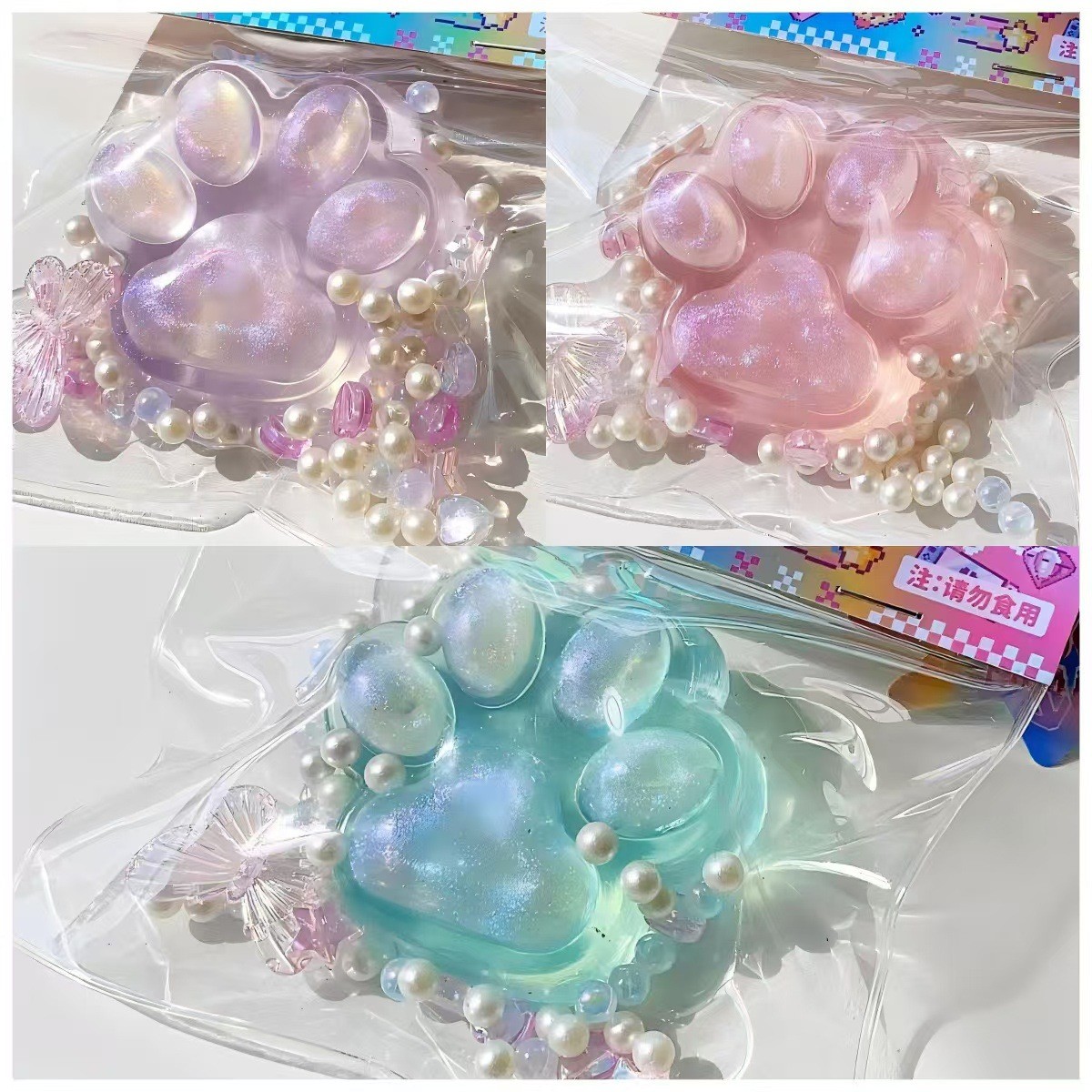 Colorful Transparent Cat's Paw Squeezing Toy Vent Toys