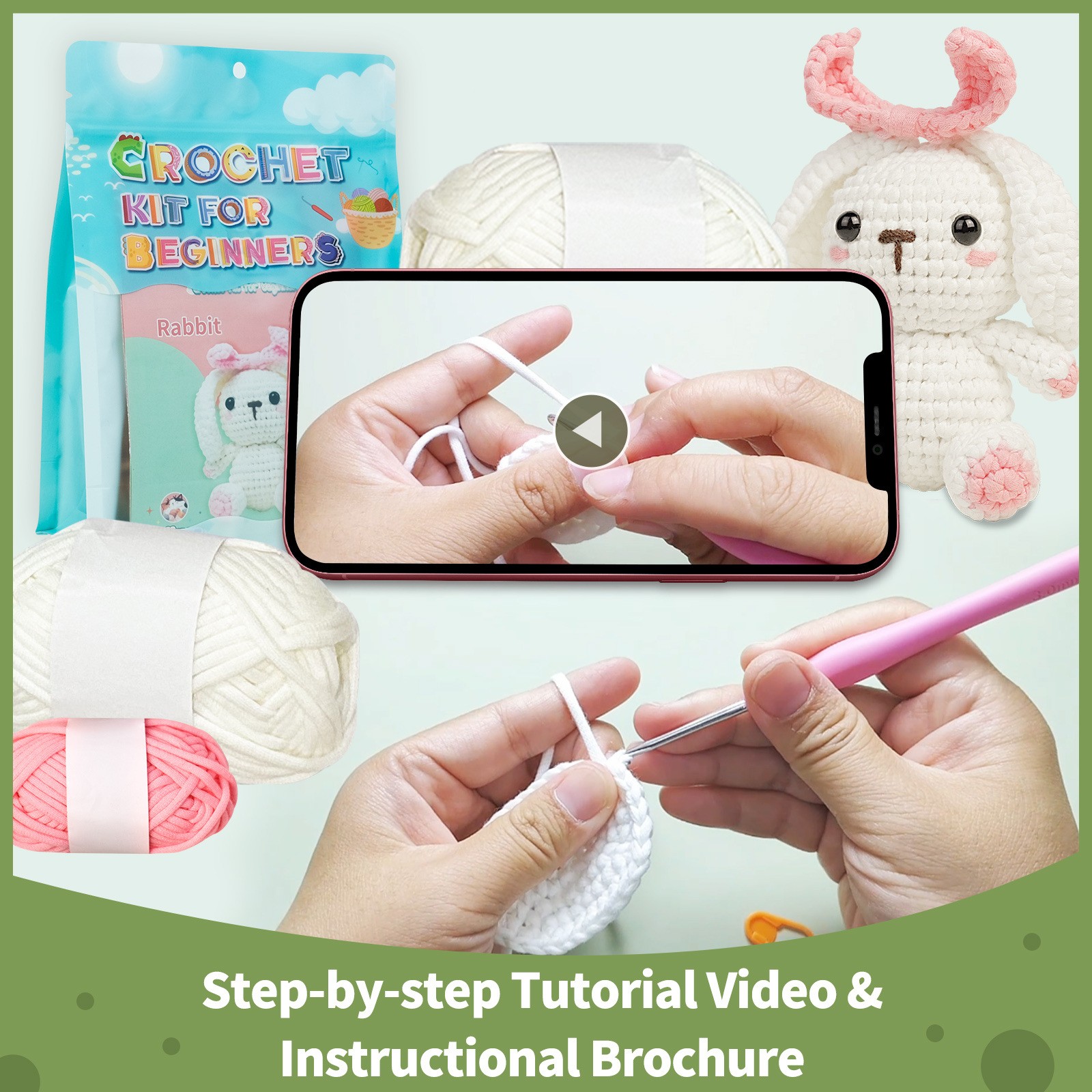 Lop Eared Rabbit Wool DIY Suit Simple Crochet Doll