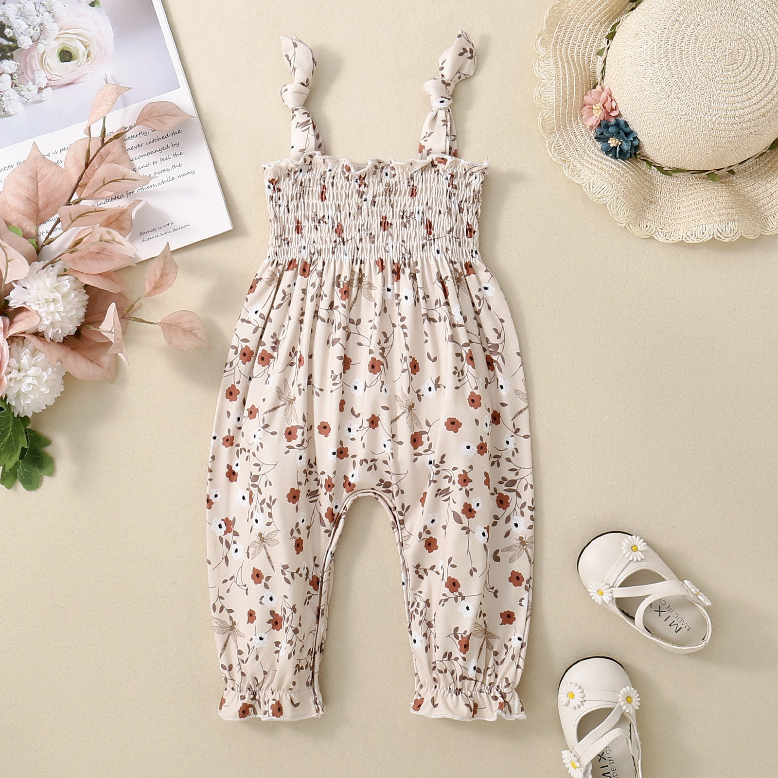 Fashion Girls Floral Strap One-piece Romper
