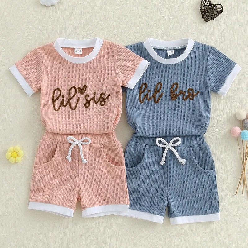 Children's Casual Printed Short Sleeved Shorts Set