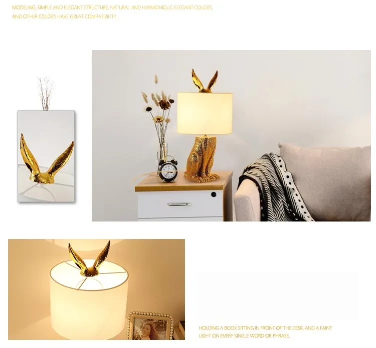 Bedroom Rabbit Table Lamp Living Room Room Bedside Lighting
