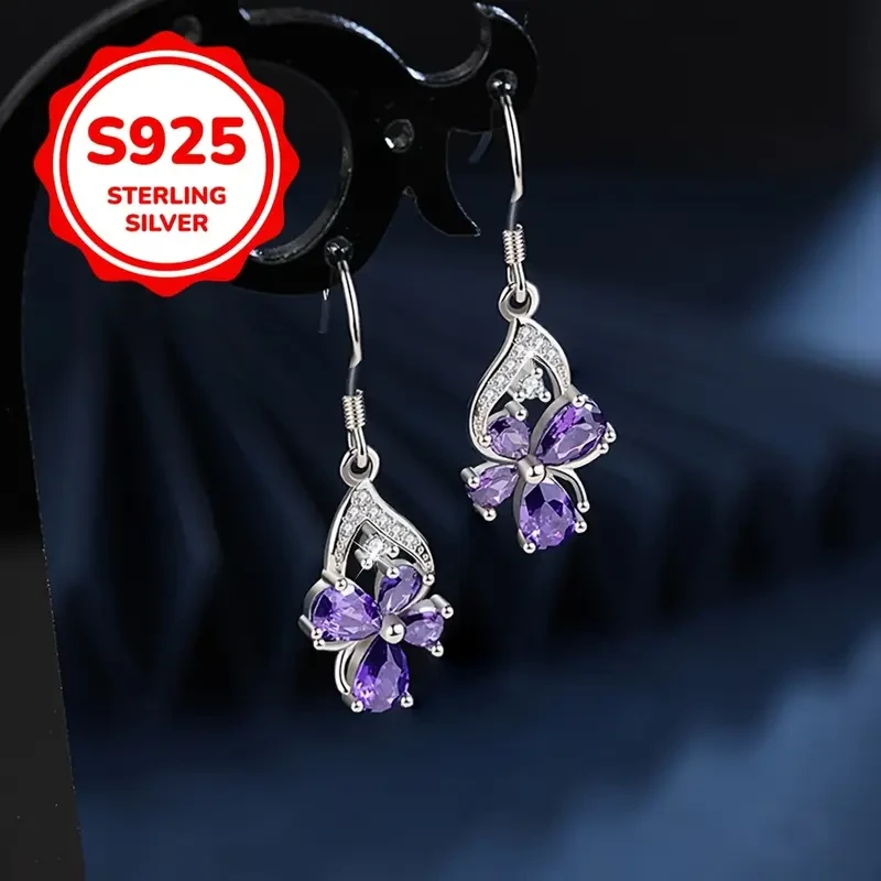 2pcs 925 Sterling Silvery Fashion Butterfly Dance Long Earrings Perfect for Daily Wear or Parties, Exquisite Gift