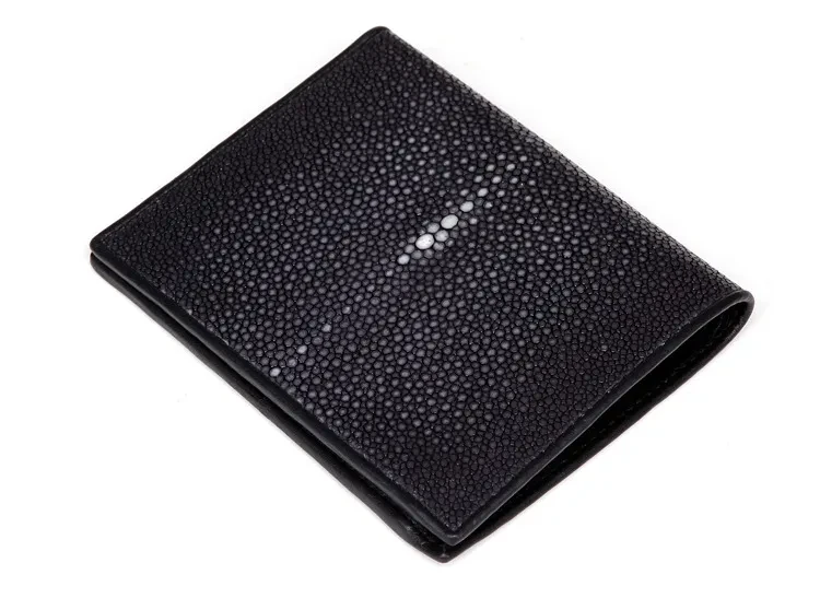 Men's Horizontal And Vertical Pearl Fish Leather Wallet With Cowhide