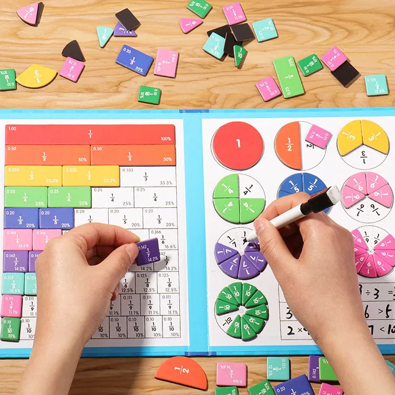 šMontessori Magnetic Book Fraction Puzzle For Children