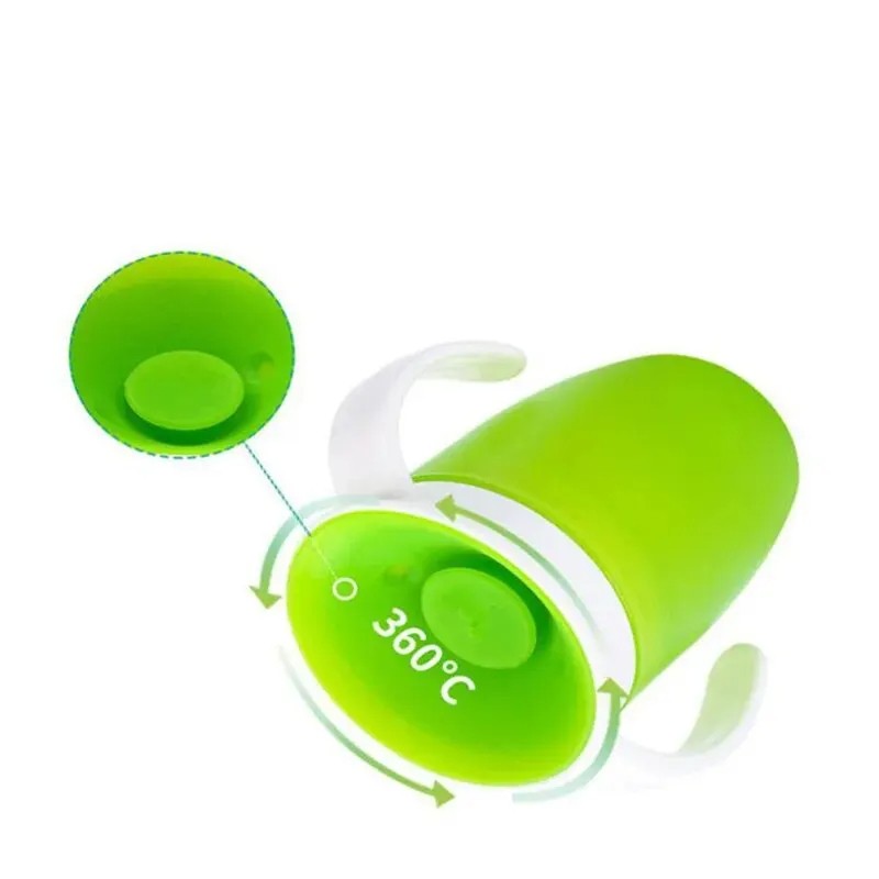 Baby Learning Drinking Cup with Double Handle and Flip Lid