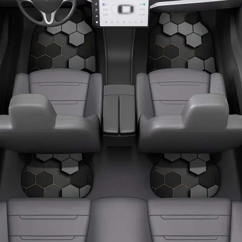 4pcs Hexagonal Pattern Car Floor Mats