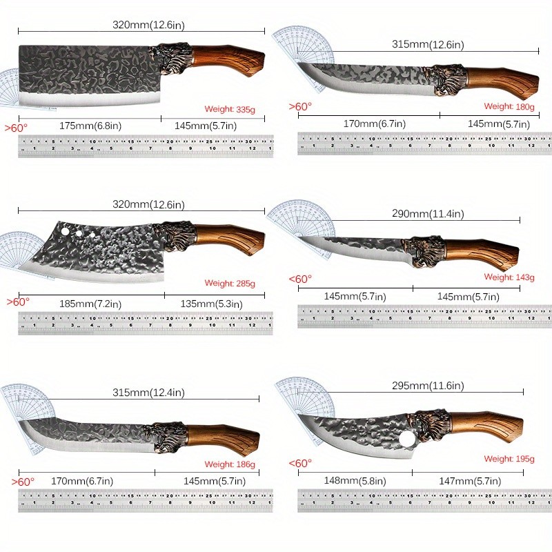 7-Piece Handmade Forged Knife Professional Kitchen Chef Knife Set Stainless Steel Chef Knife, Utility Knife, Boning Knife, Cutting Knife, Fish Knife, Butcher Knife, Kitchen Scissors