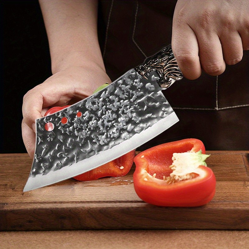 7-Piece Handmade Forged Knife Professional Kitchen Chef Knife Set Stainless Steel Chef Knife, Utility Knife, Boning Knife, Cutting Knife, Fish Knife, Butcher Knife, Kitchen Scissors