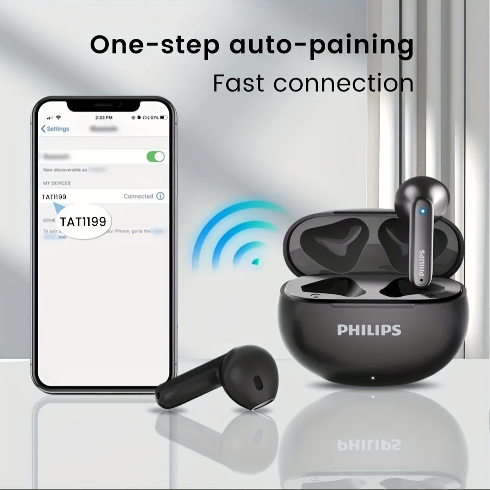 Philips Premium Wireless Earphones with Active Noise Cancellation Earbuds with Condenser Microphone, Compatible with Smartphones for Sports, Exercise, Movies, TV Series, and Video Games
