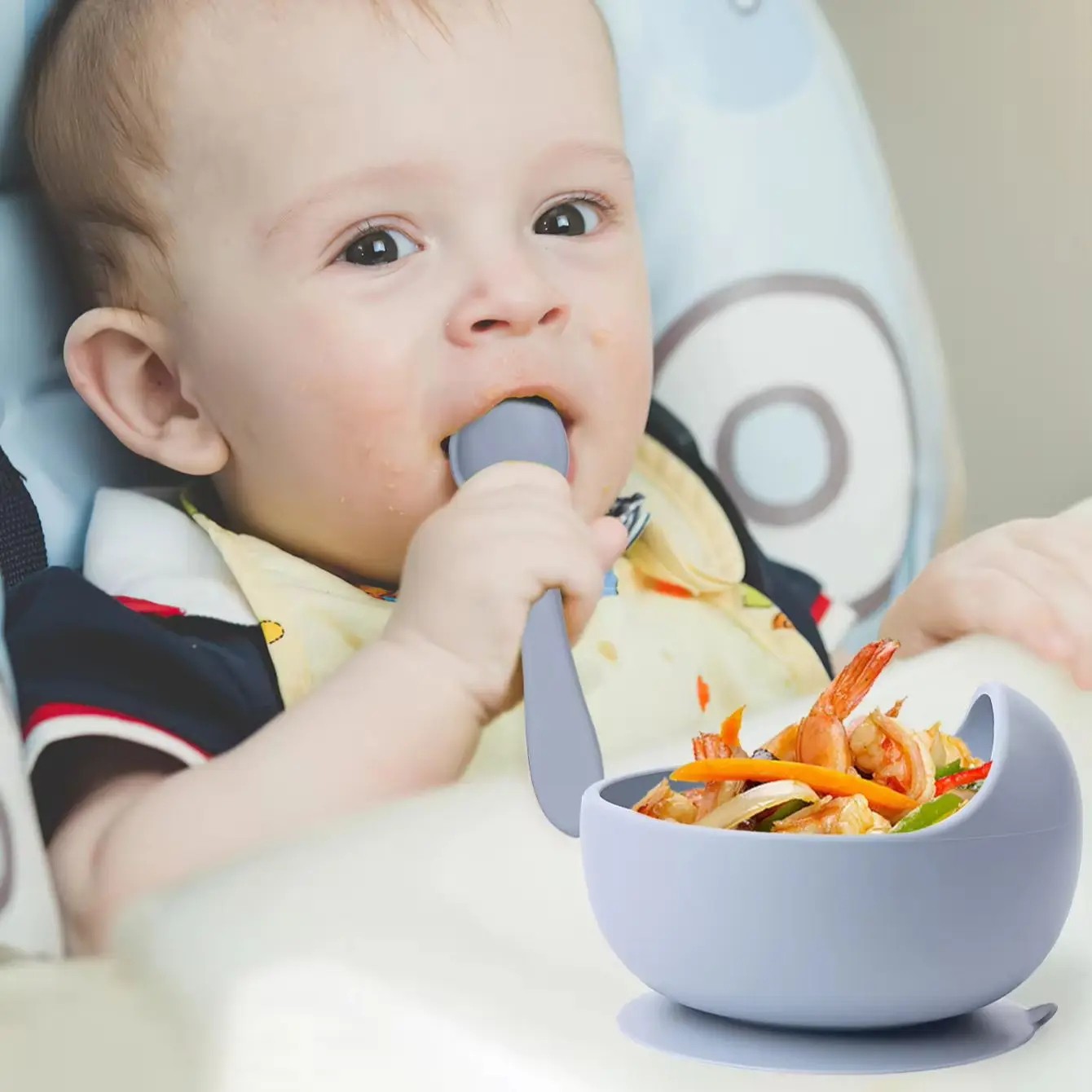 2PC Silicone Sucker Bowl Feeding Tableware