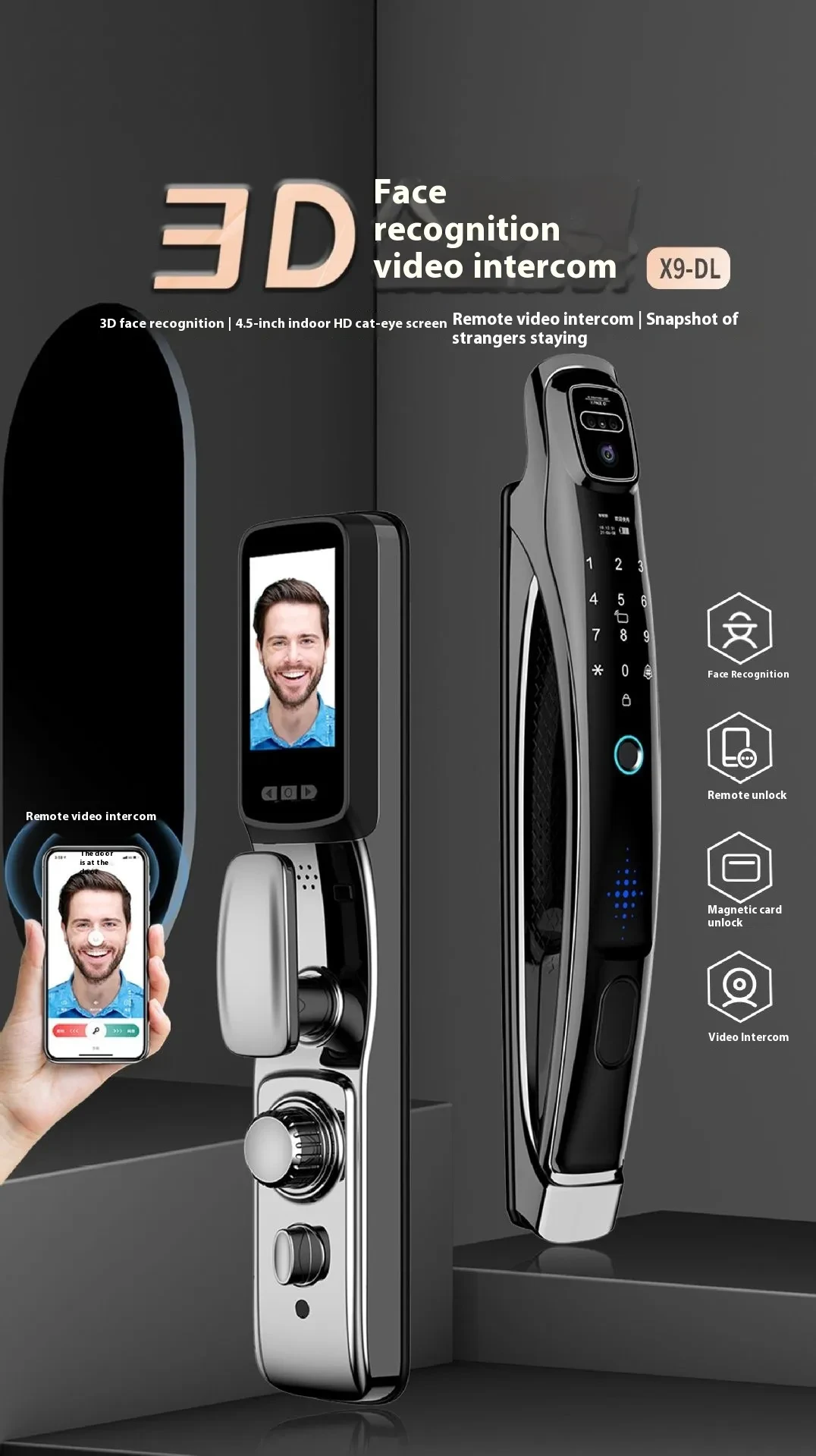 Face Recognition Lock Remote Visual Intercom Intelligent Fingerprint Lock