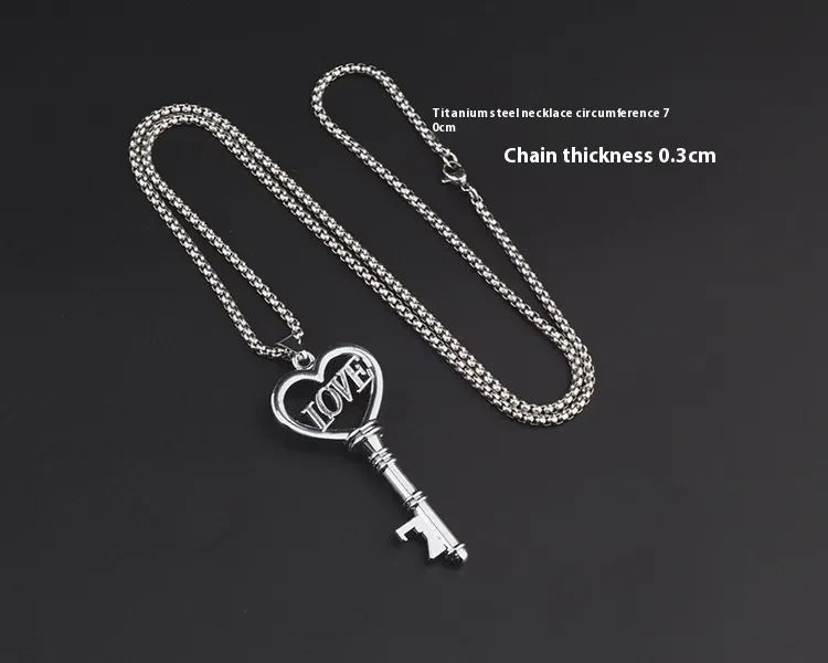 Stainless Steel Necklaces Sweet Heart Key Pendants