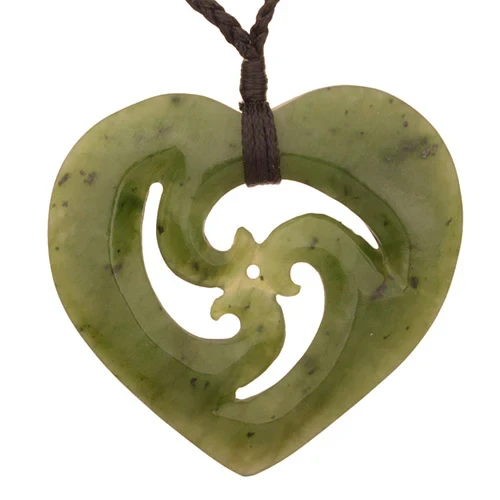 Greenstone Heart Triple Koru Pendant
