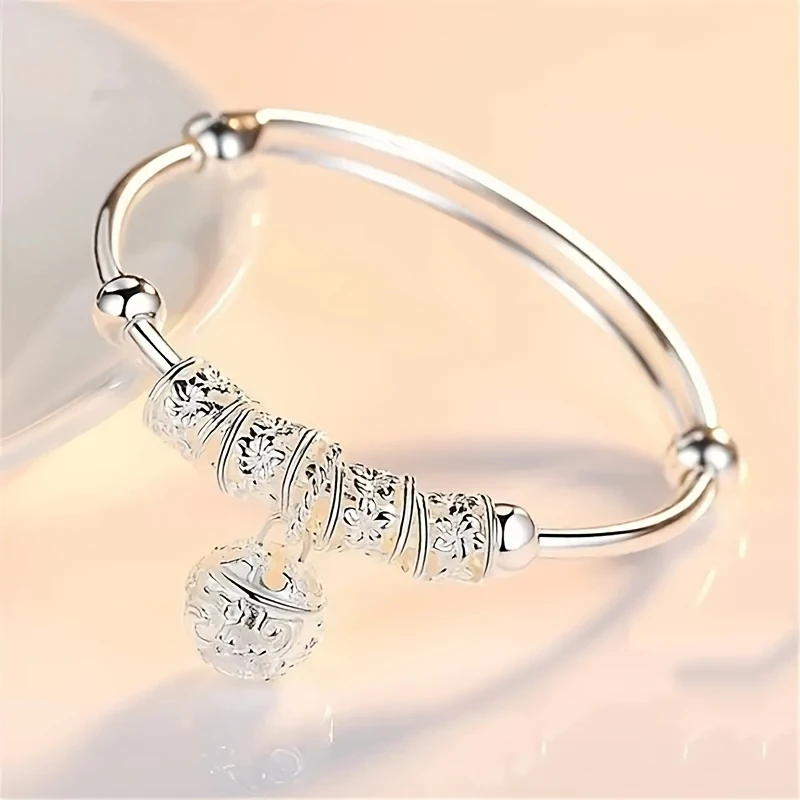 925 Sterling Silver Tribal Bell Bracelet Adjustable Unisex Design for Festivals and Parties