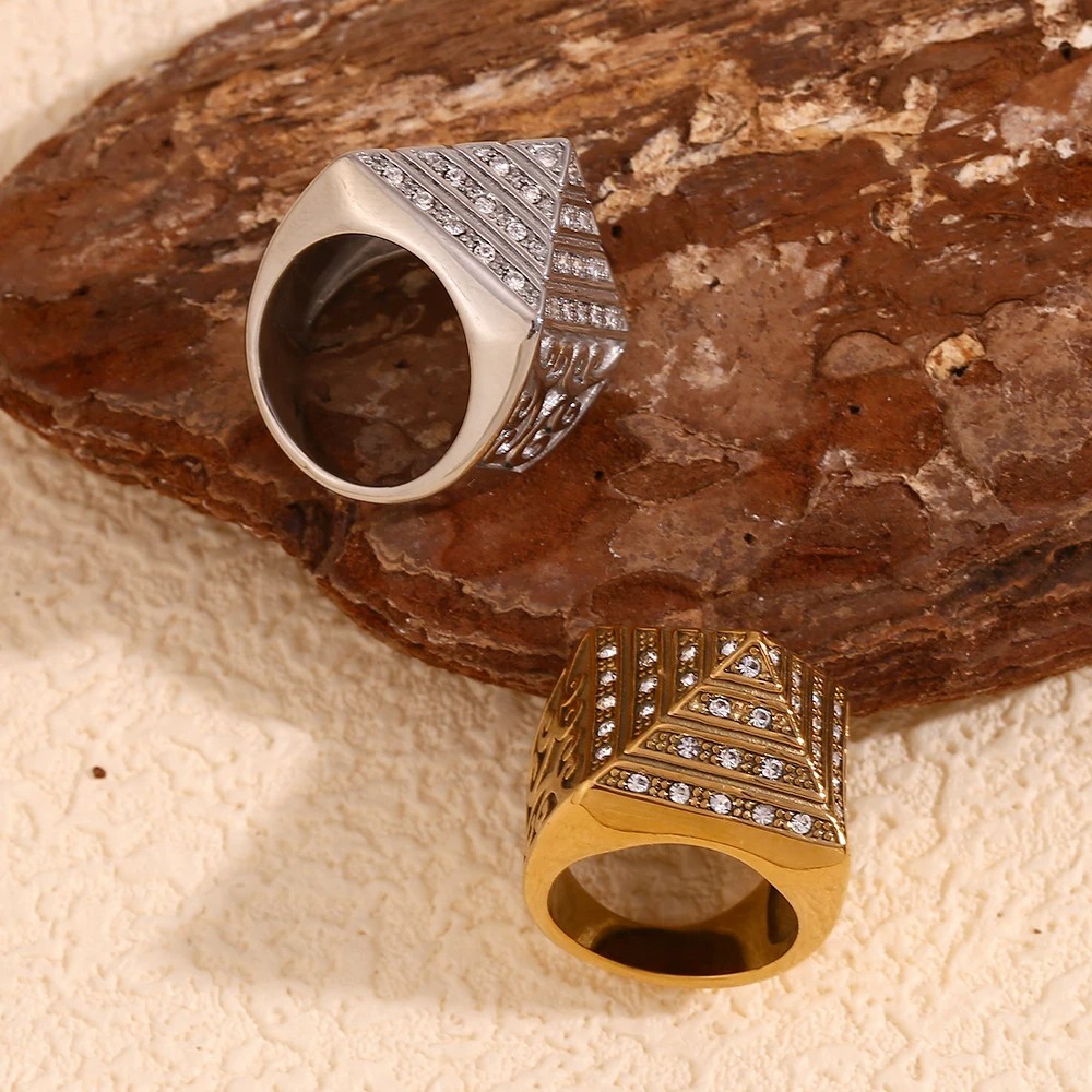MamacitaSlay New In Vintage Four Story Pyramid Vine Waterproof Men Ring