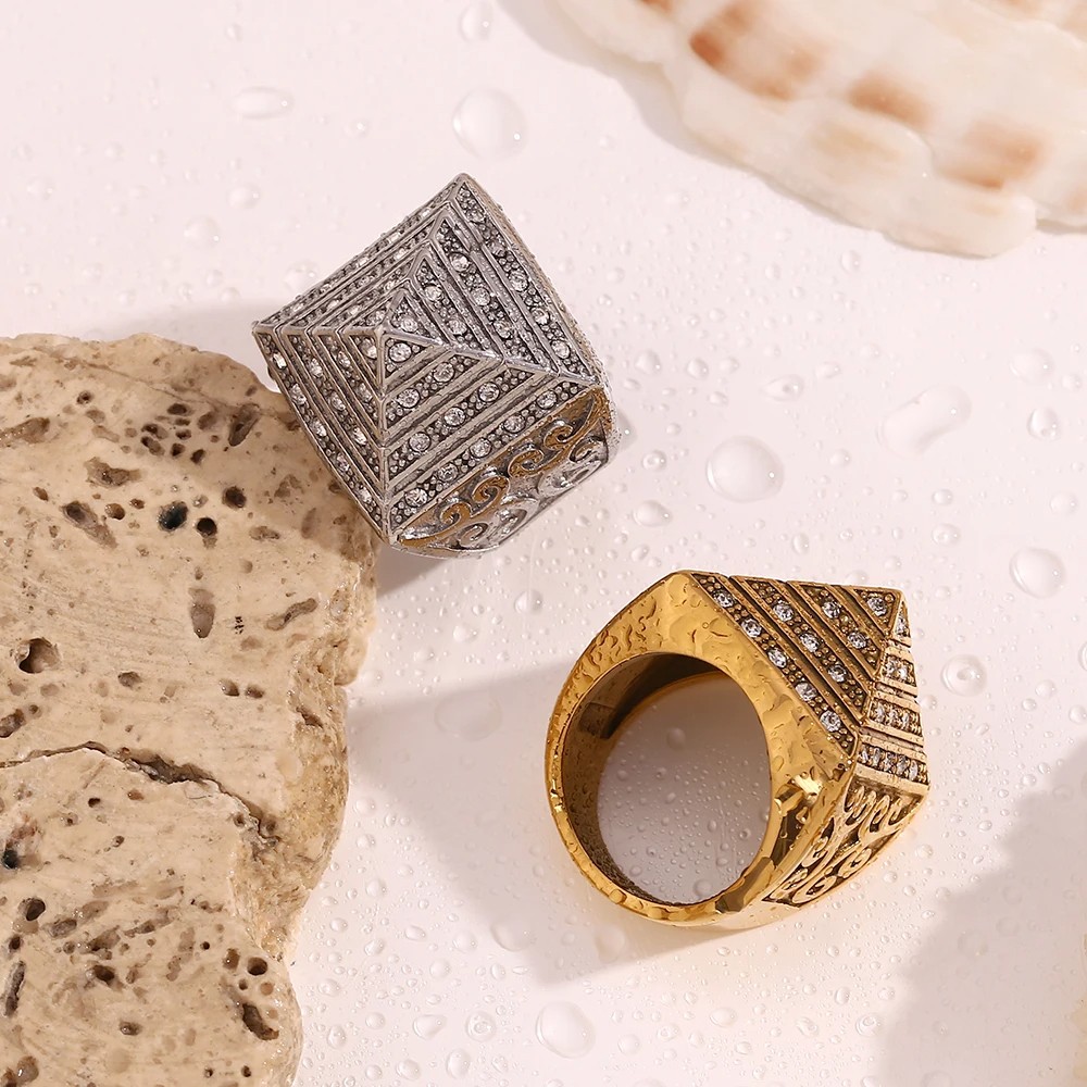MamacitaSlay New In Vintage Four Story Pyramid Vine Waterproof Men Ring