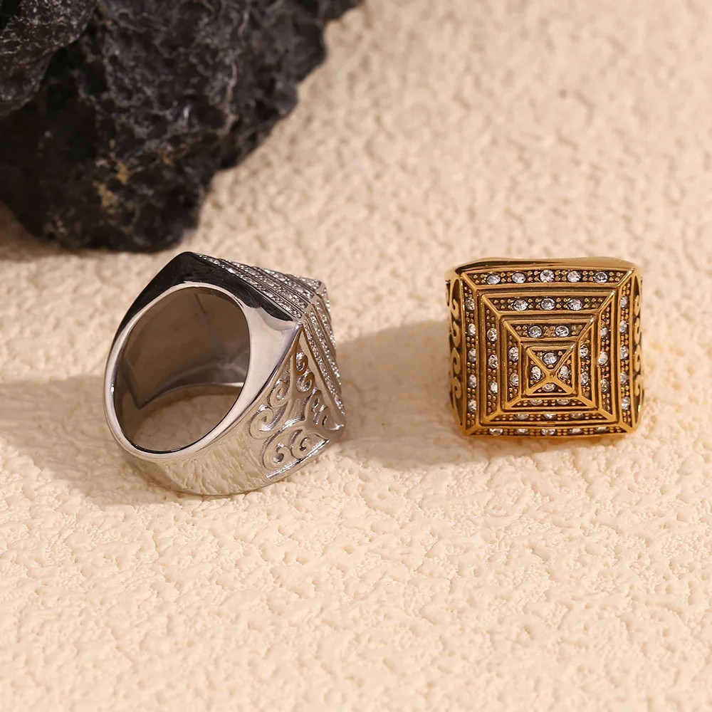 MamacitaSlay New In Vintage Four Story Pyramid Vine Waterproof Men Ring