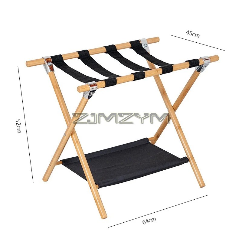 Luggage Rack: Folding Suitcase Stand with Storage Shelf
