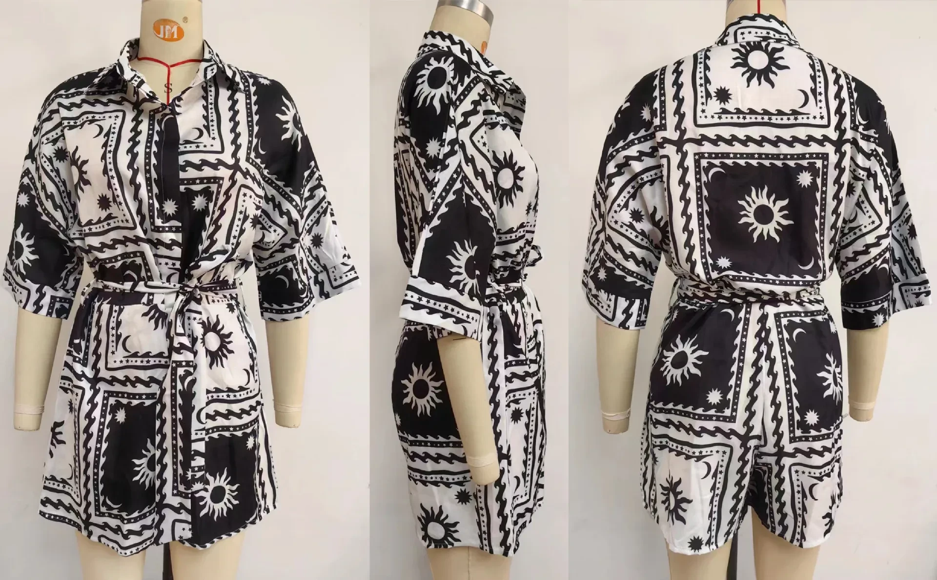 Women's Waist-controlled Lace-up Geometric Printed Sexy Jumpsuit