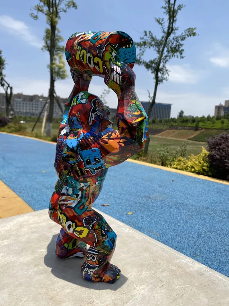 Colored King Kong Bucket Gorilla Sculpture Ornament