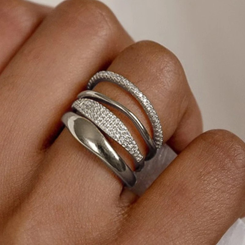 Huitan Trendy 4Pcs Set of Rings for Women