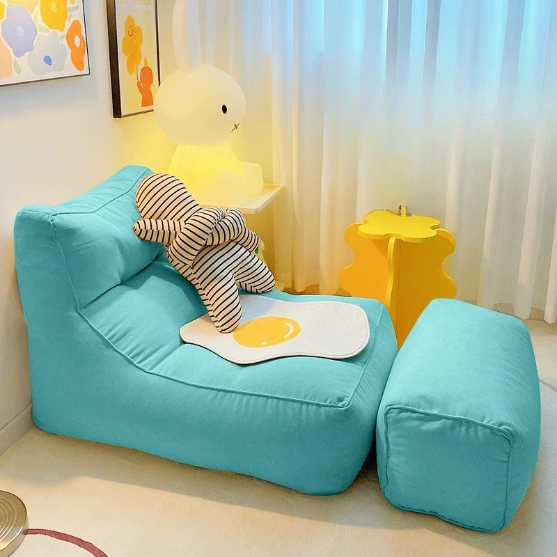 Cozy Convertible Single Sofa with Footrest  Compact Lounge Chair for Home