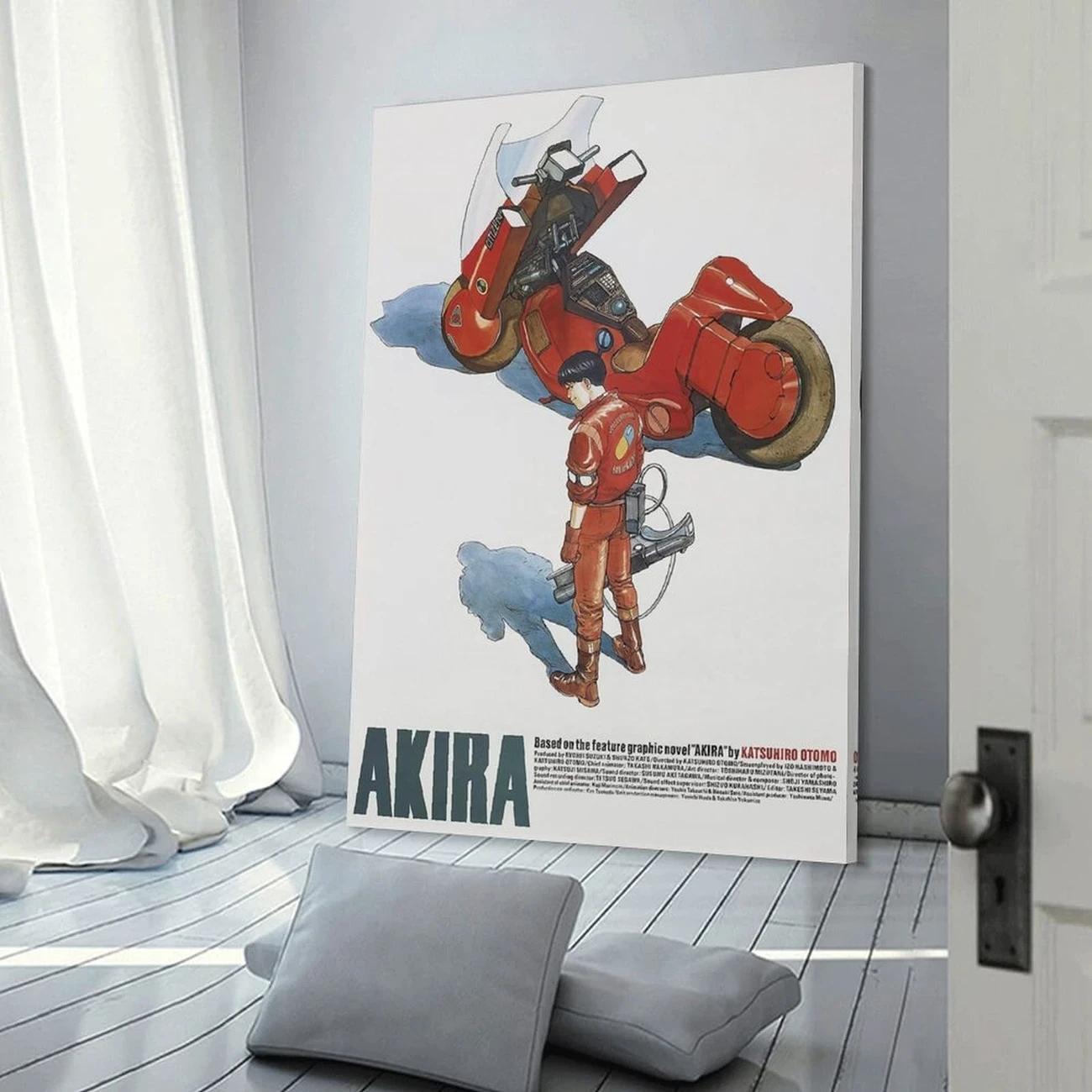 Akira Anime Poster with Inner Frame Vintage Retro Art Deco Style Canvas Wall Art