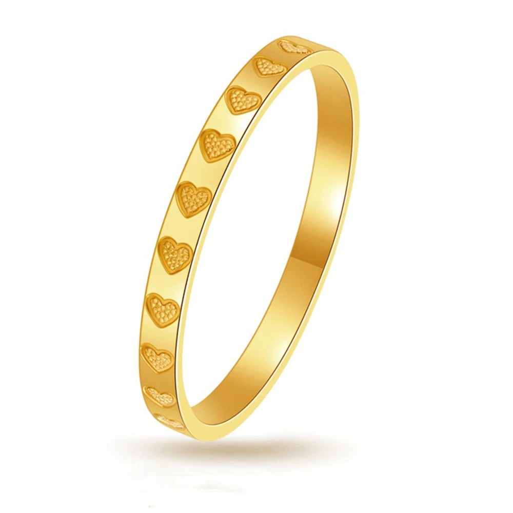 Golden Stainless Steel 2mm Heart Rings