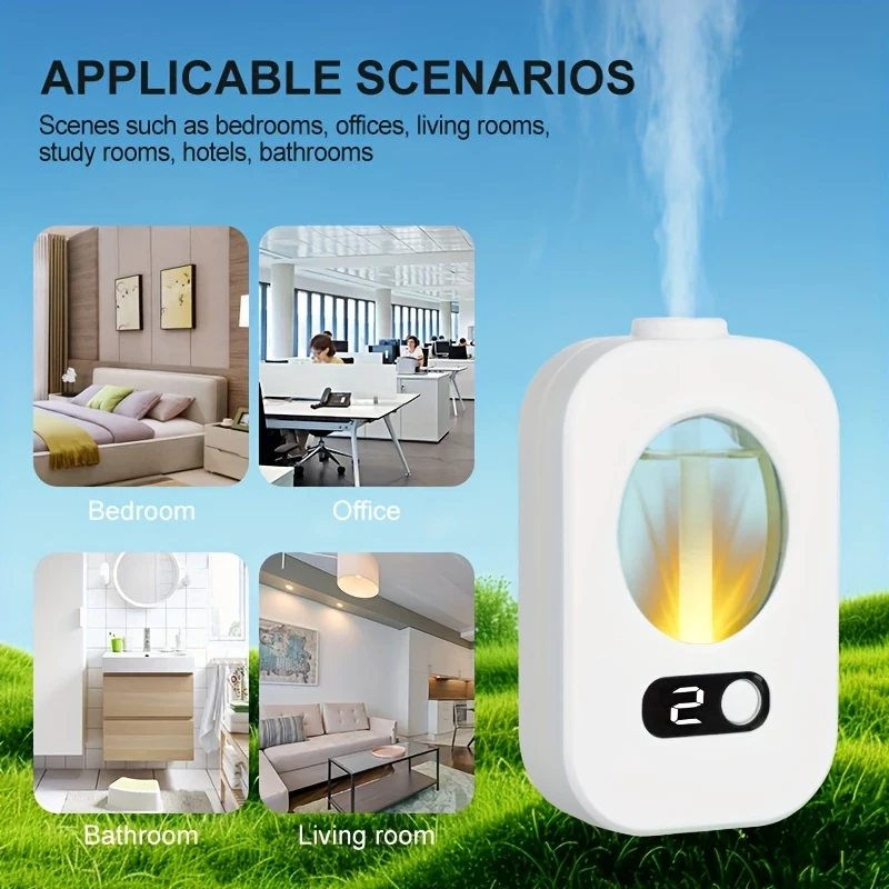 USB Rechargeable Smart Aroma Diffuser and Humidifier Essential Oil Compatible, Quiet Mist with Night Light, Non-Waterproof, Ideal for Home, Office, Bathroom, and Toilet