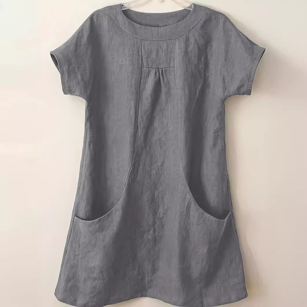 Women's Cotton Round Neck Pocket Shirt