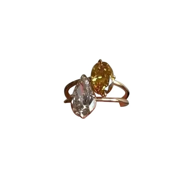Fashion Jewelry Vintage Temperament Teardrop Glass Rings for Women