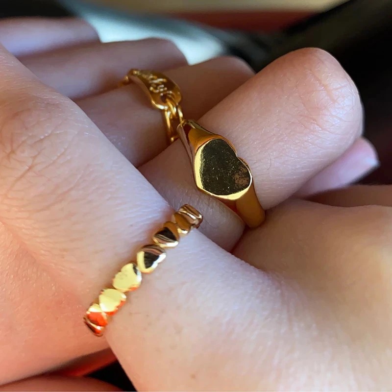 Stainless Steel Heart Rings for Women