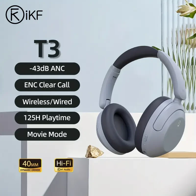 iKF T3 Wireless Headphones Active Noise Cancellation