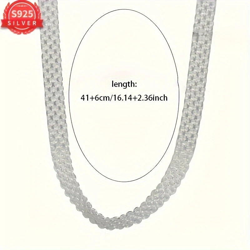 Elegant 925 Silver Womens Fashion Necklace  Hypoallergenic Unique Woven Chain