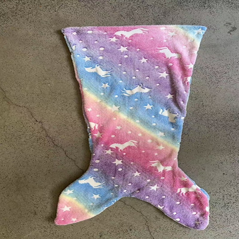Children's Mermaid Luminous Sleeping Bag Double-sided Blanket Sleeping Quilt