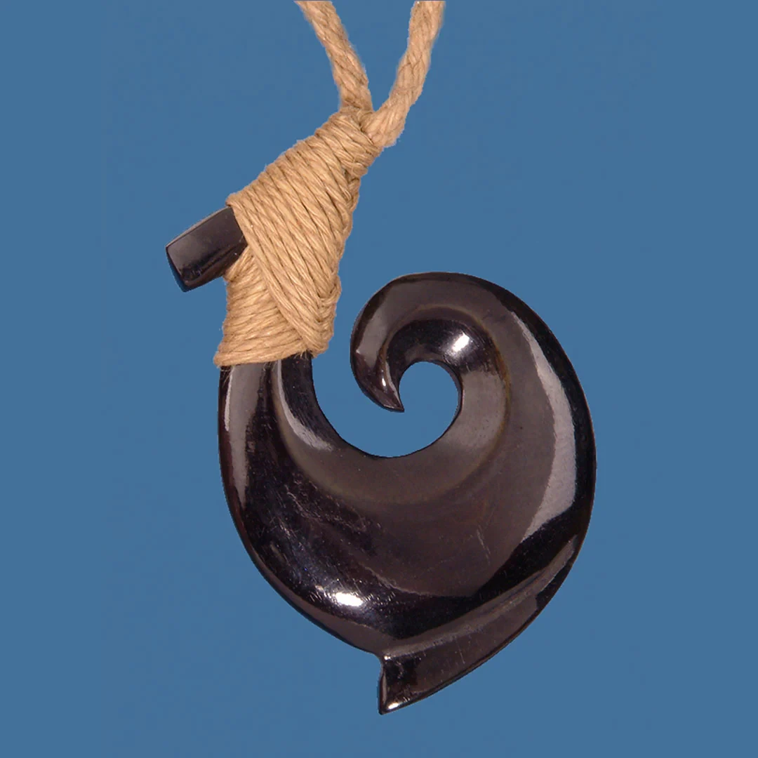 Bone Bound Hook Pendant with Black Staining