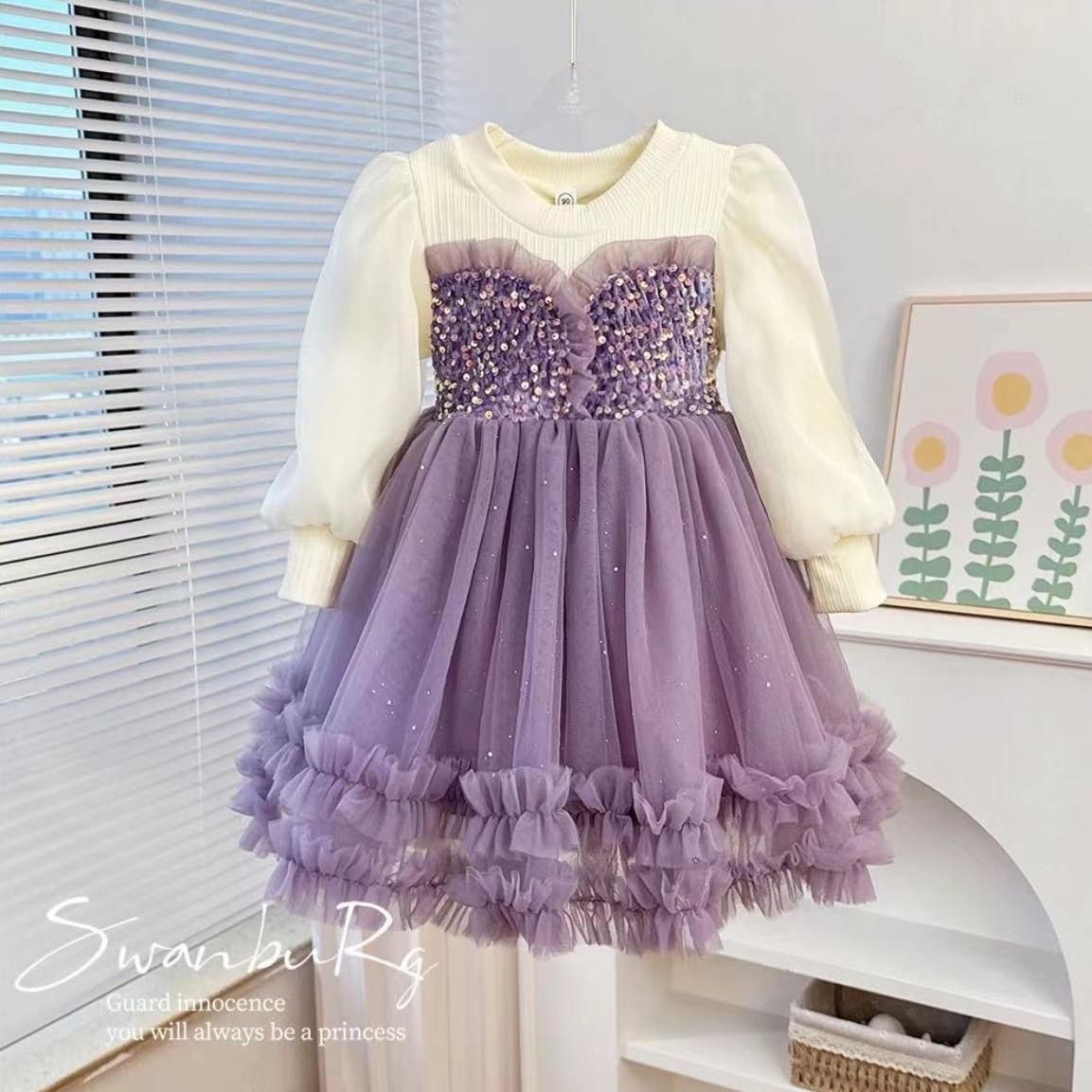 New Autumn And Winter Fleece-lined Thickening Princess Dress