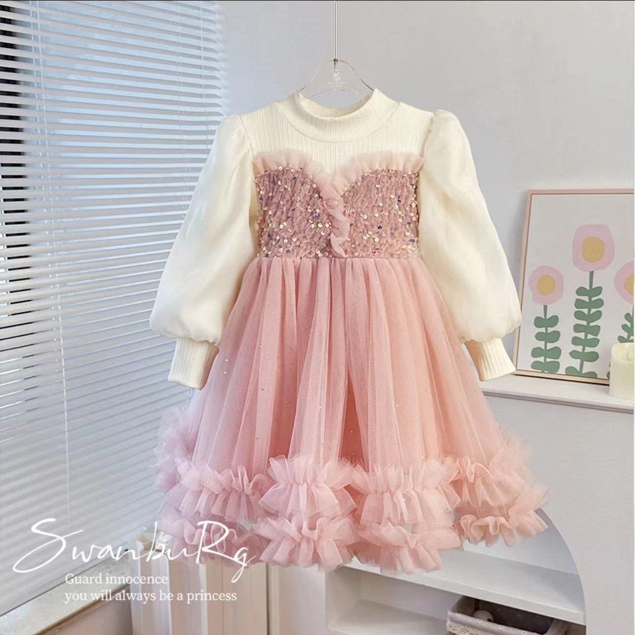 New Autumn And Winter Fleece-lined Thickening Princess Dress