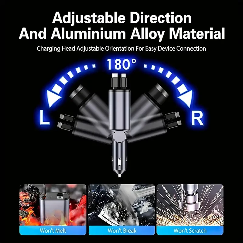 120W Type C Car Charger - Dual Port Fast Charging Adapter for iPhone, Samsung, and Google Pixel