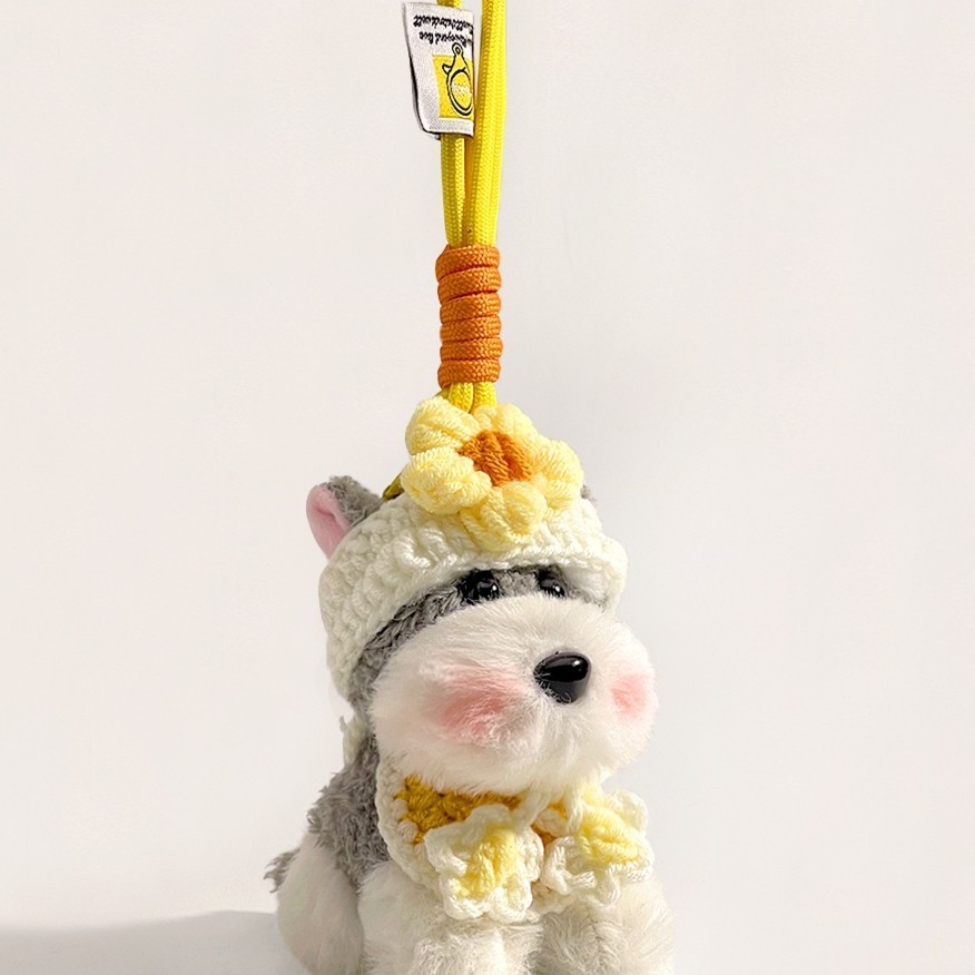 Cute Plush Puppy Schnauzer Doll And Bag Pendant