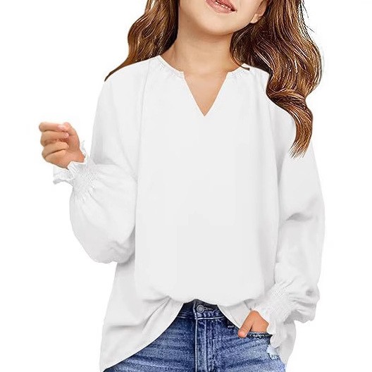 New Loose-fitting Solid Color Long Sleeves Children's Clothing Shirt